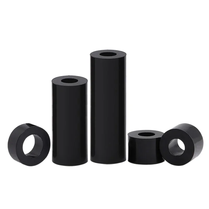 10/20/50pcs M3 M4 M5 M6 M8 M10 ABS Non-Threaded Hollowed Nylon Spacer Black Round Hollow Standoff Washer PCB Board Screw