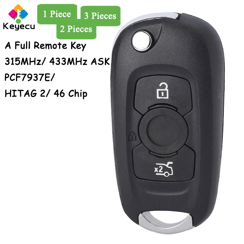 

KEYECU Flip Remote Control Car Key With 315MHz 433MHz PCF7937E/ HITAG 2/ 46 Chip Fob for Opel Vauxhall Astra K 2015 2016 2017