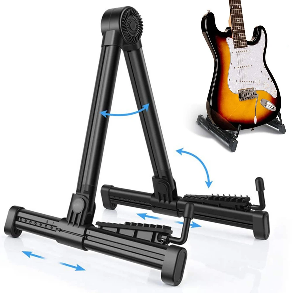 Gitarrenständer, zusammenklappbar, A-Rahmen, Instrumentenständer, verstellbarer Gitarren-Bodenständer für akustische E-Gitarre, Bass, Ukulele