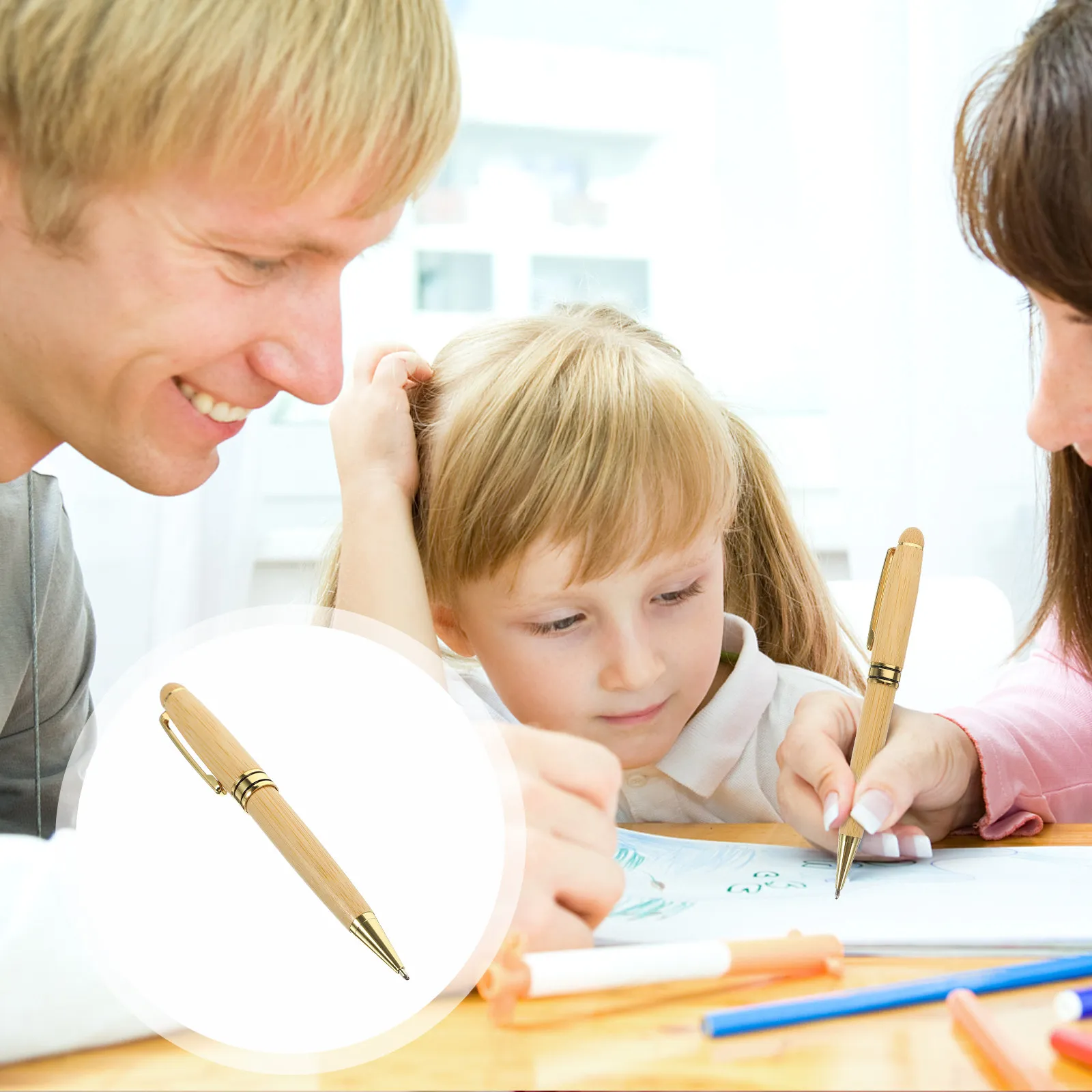 

Набор из 1 бамбуково-стальных перьевых ручек для плавного письма, декоративной каллиграфии, многофункциональный, для офиса и школы, канцелярский набор