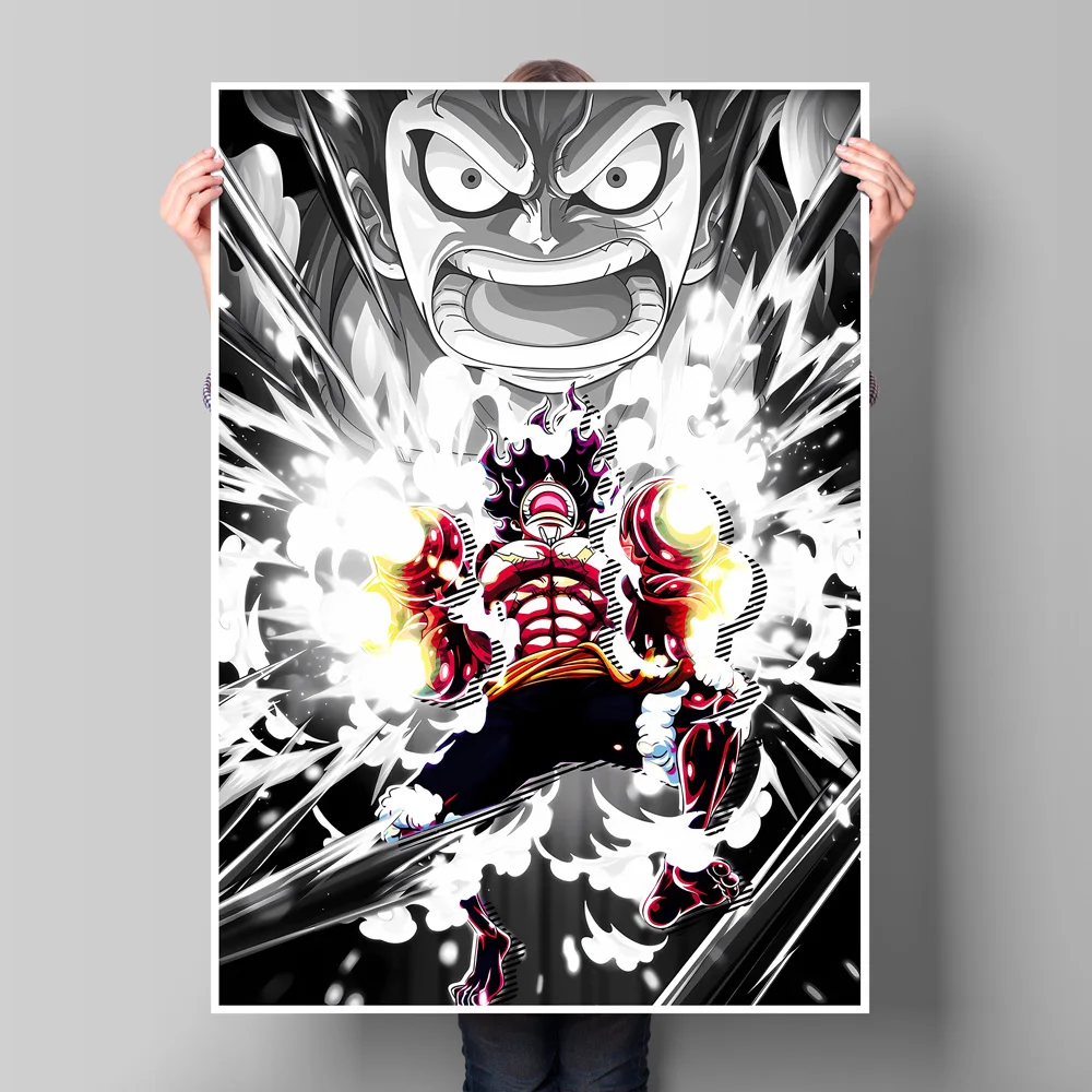 Element dekoracyjny na ścianę z anime One Piece, ikoniczny wygląd Luffy'ego, wysokiej jakości nadruk, dekoracja domu dla miłośników mangi