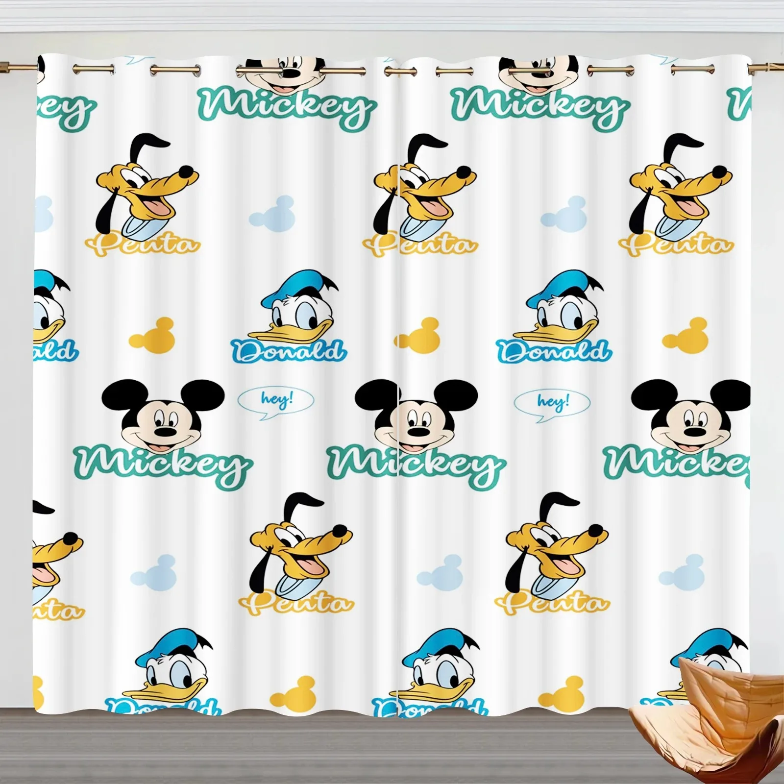 Curtains, Mickey, Minnie, Disney, cartoon print, girl, boys, living room, bedroom, cute style, kids room decoration