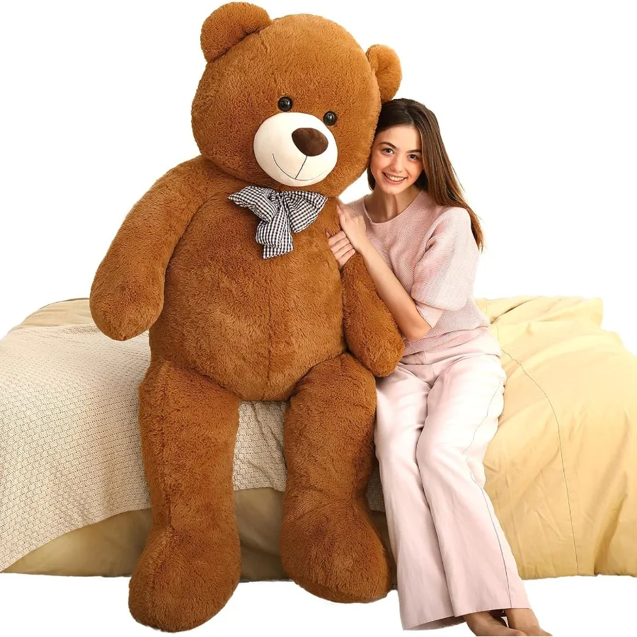 

5ft Big Teddy Bear with Smiling Face - Large Cuddly Stuffed Animal in Soft White Fabric - Perfect Valentines Gift for Boyfriend
