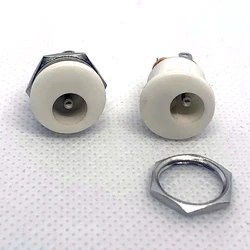 10Pcs White 5.5mm x 2.1mm DC Power Female Jack Nut Panel Mount Connector DC-022 DC Socket 5.5x2.1/2.5mm