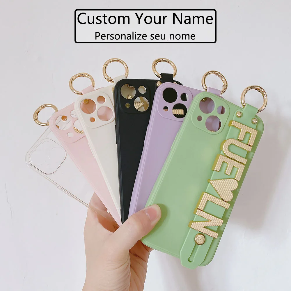 Etui na telefon TPU z niestandardową nazwą i dużymi metalowymi literami, spersonalizowane etui, do iPhone'a 16Pro Max 11 12 13Pro Max 15 Pro Plus Mini