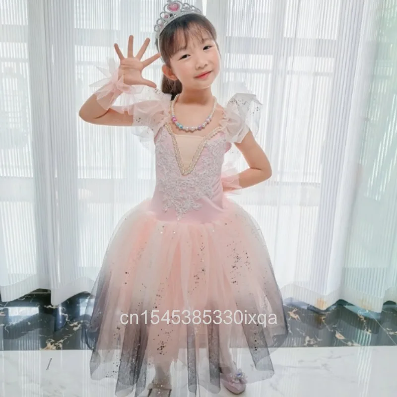 Romantic Gradient Ballet Tutu Dress Sequin Girl's Dance Skirt Modern Dance Princess Ballet Skirts Performance Costumes New