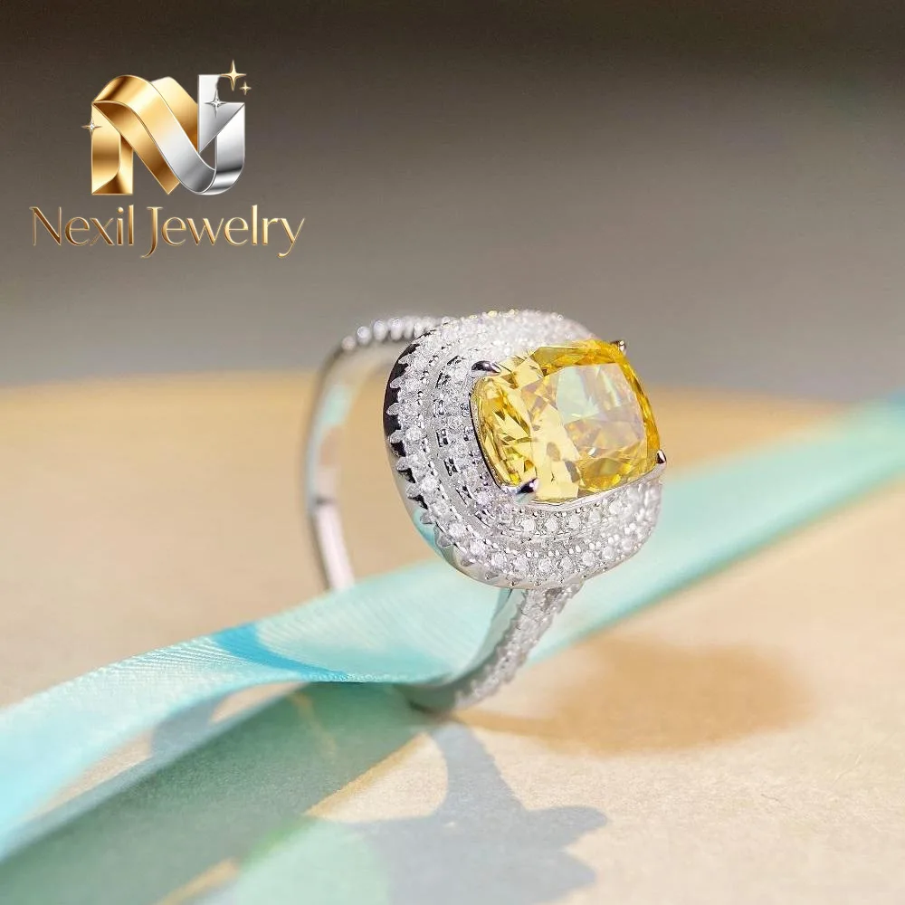 Nexil Jewelry  Luxury Solid Platinum PT950 Women's Diamond Ring Ring Full Diamond Moissanite Diamond Ring