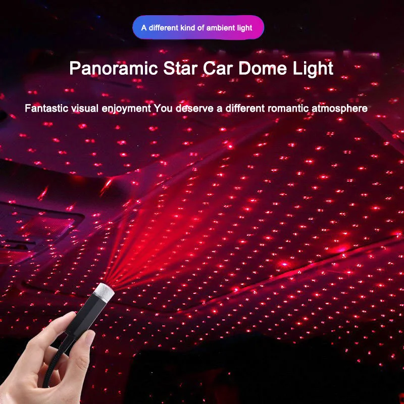 USB Star Caps Projection Lamp Blue Purple Red Laser Projector Light for Room Christmas Party Car Interior Decoration Night Light