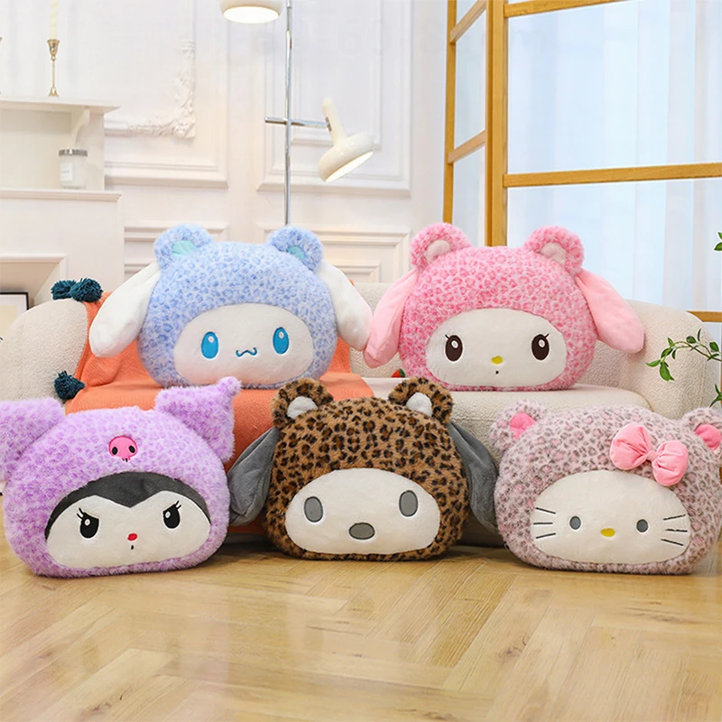 

Cute Cartoon Leopard Print Kuromi Cinnamoroll Plush Toy Pillow Kids Birthday Xmas Gift Stuffed Animal Nap Cushion for Children