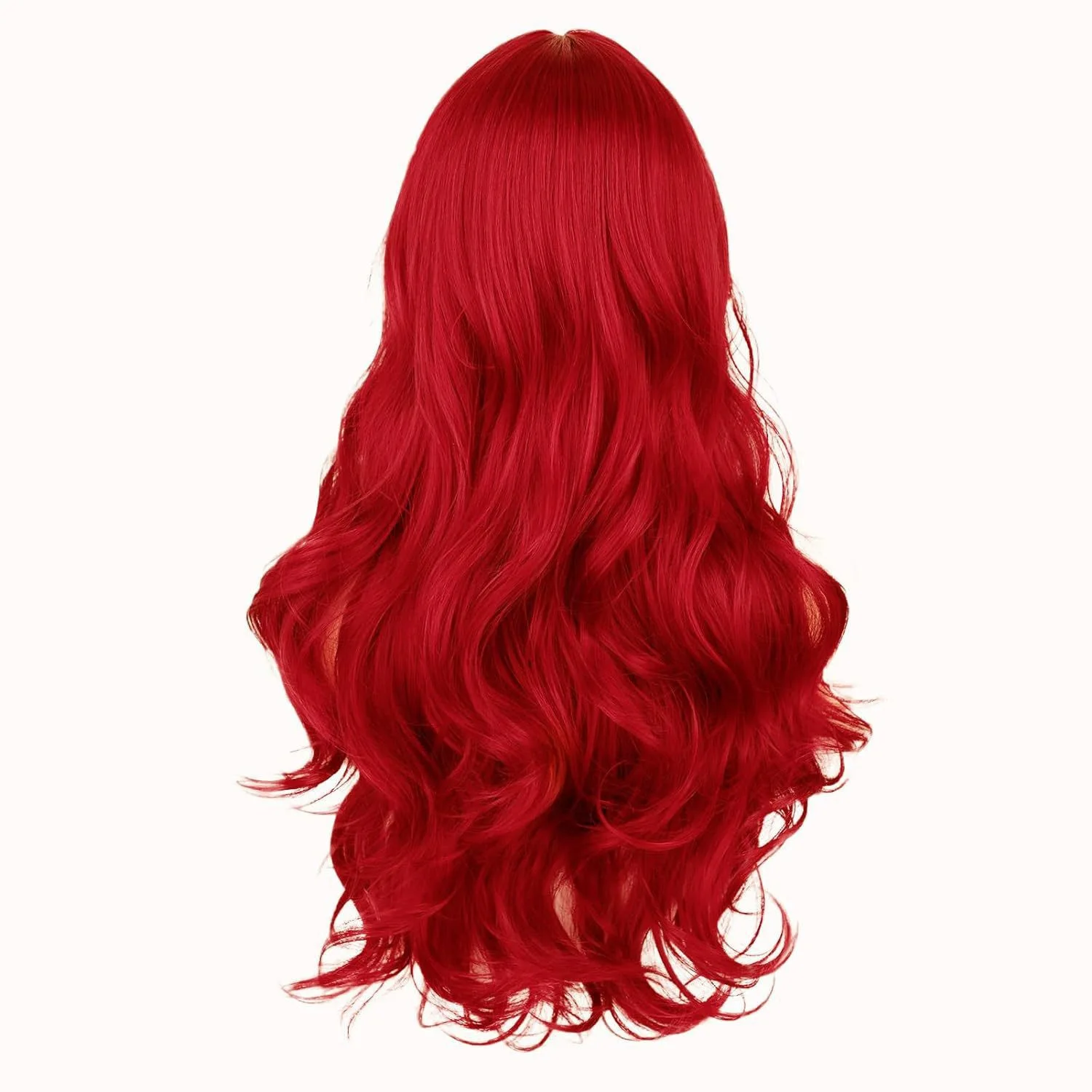 Red Large Wavy Synthetic Wig for Halloween Party Cosplay Role-Play Daily Wear with High-Temperature Hair Cap