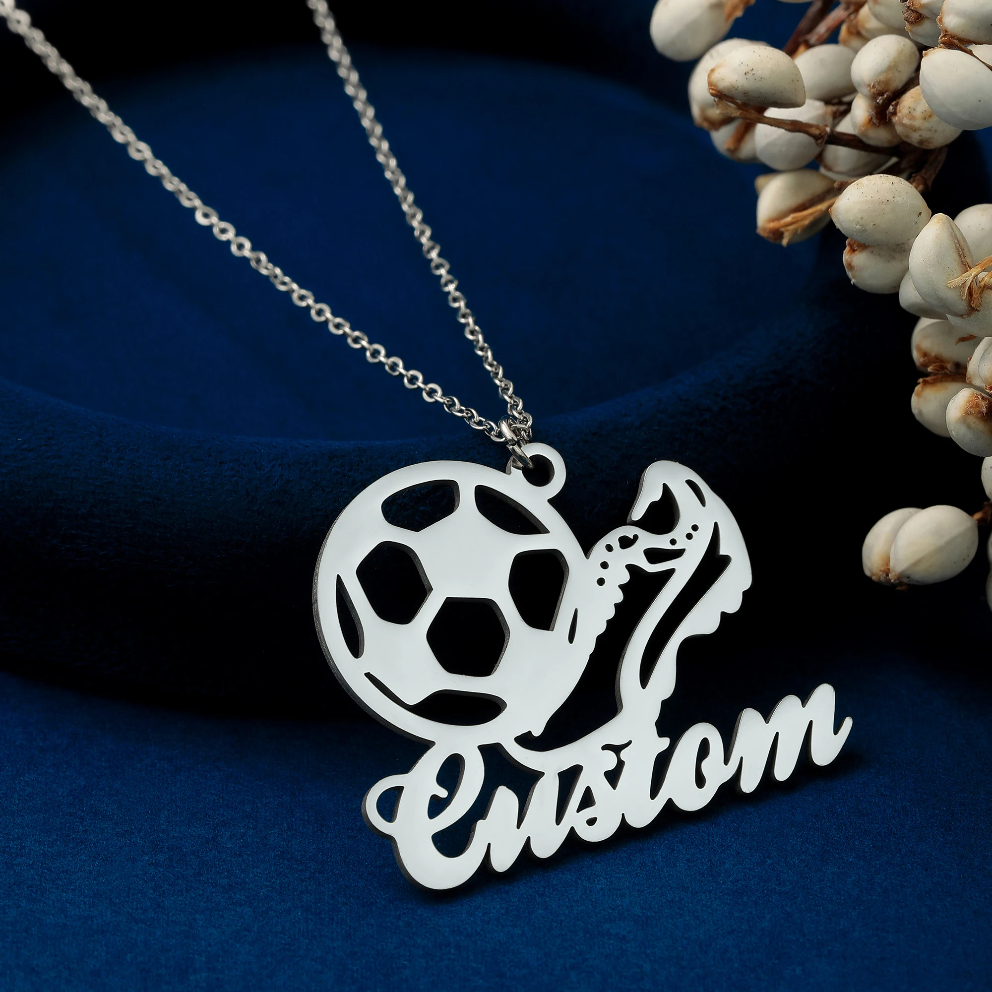 

QIMING модное ожерелье с подвеской в виде футбола на заказ для мужчин, персонализированные спортивные украшения из нержавеющей стали, подарок на день рождения