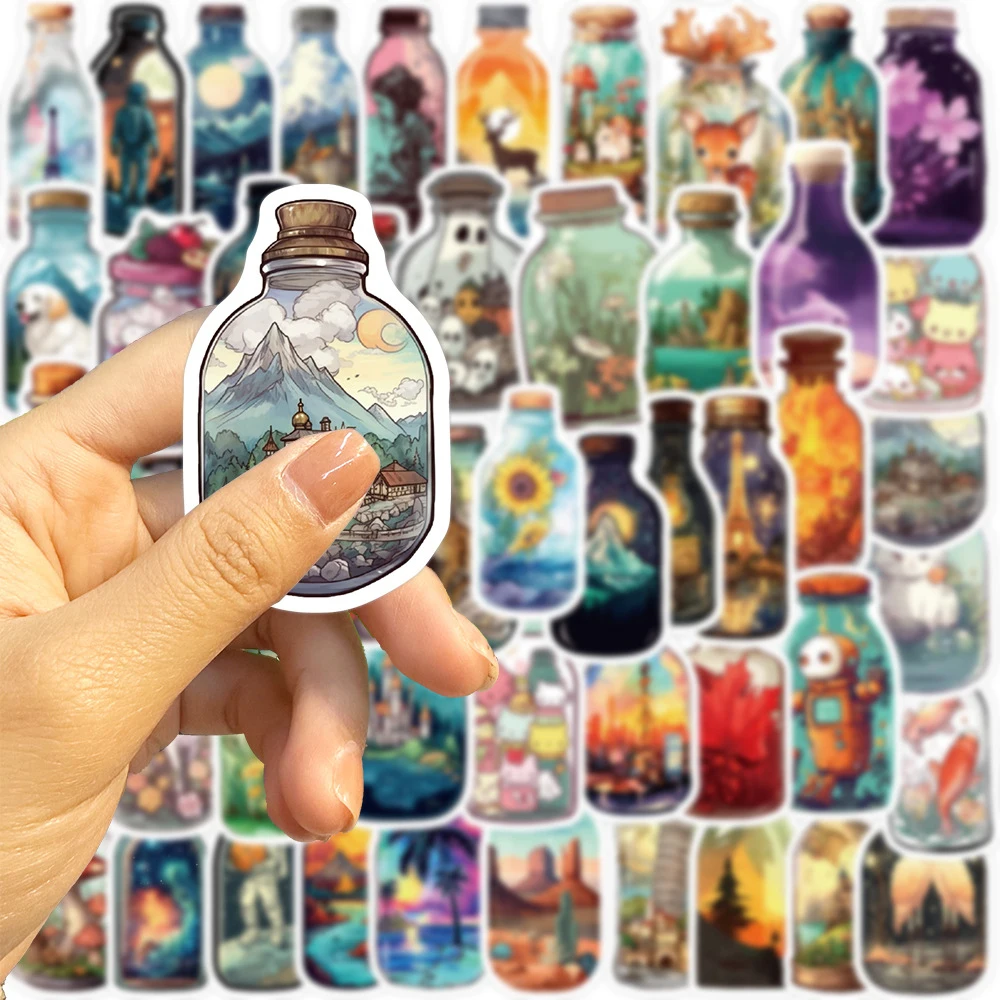 10/30/50pcs Cute Bottle World Cartoon Stickers INS Style Aesthetic Graffiti Decals Phone Case Luggage Skateboard Sticker Decor