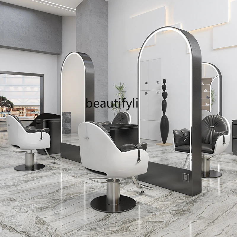 Hairdressing Dressing Table Hot Dyeing Single Double-Sided Floor Mirror Barber Shop Mirror Hair Cutting Mirror Hair Salon