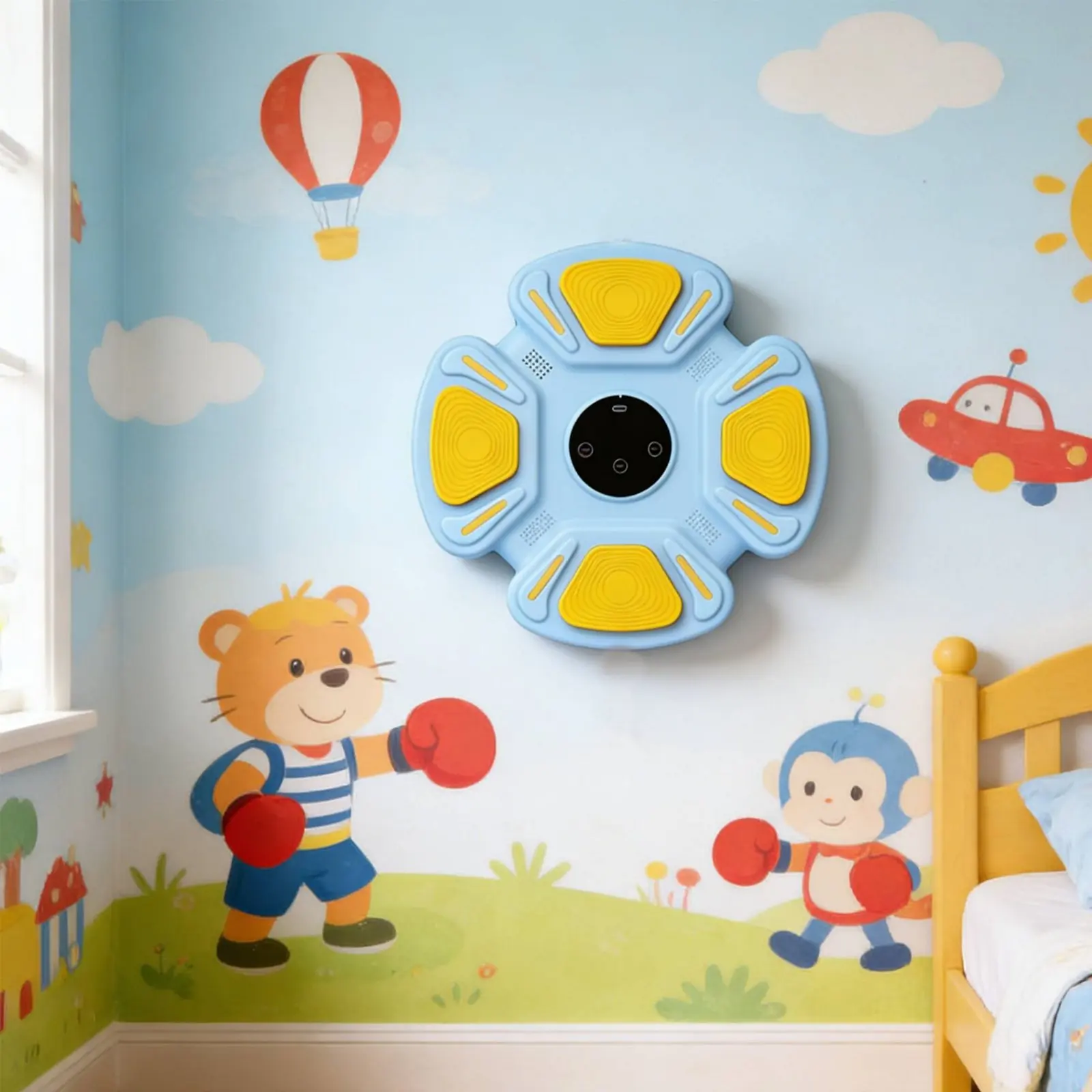 Máquina de Boxeo Musical con Conectividad Bluetooth, Objetivo Electrónico de Reacción, Almohadilla de Golpeo Electrónica, Altavoz Integrado para Niños