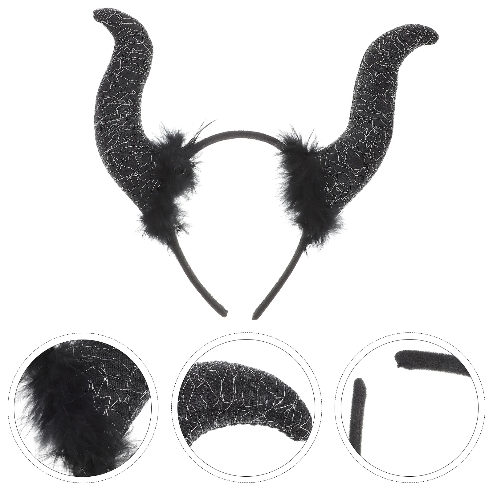 Horn Headband Eye-catching Headdress Theme Party Halloween Croissant Demon Cosplay Hair Hoops Decoration