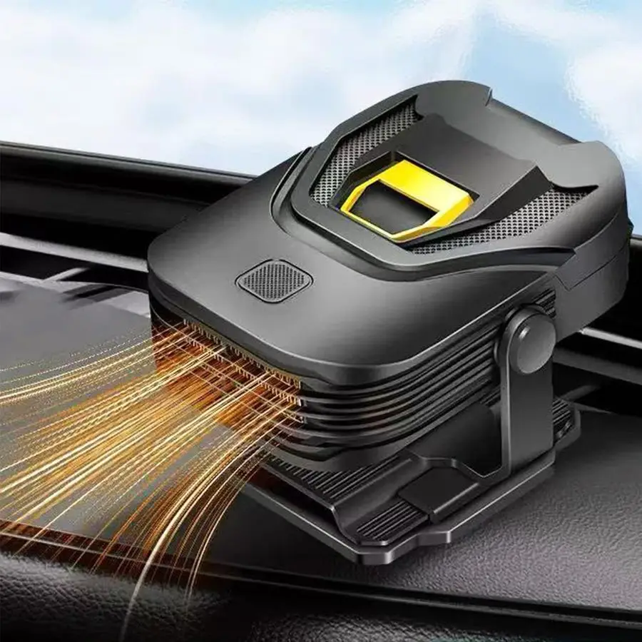 Grzejnik, Ulepszony Przenośny Grzejnik Samochodowy 12V z Funkcją Rozmrażania, Szybkie Nagrzewanie i Chłodzenie, Wentylator z Obrotową Podstawą 360°, Grzejnik Samochodowy do Wtyczki