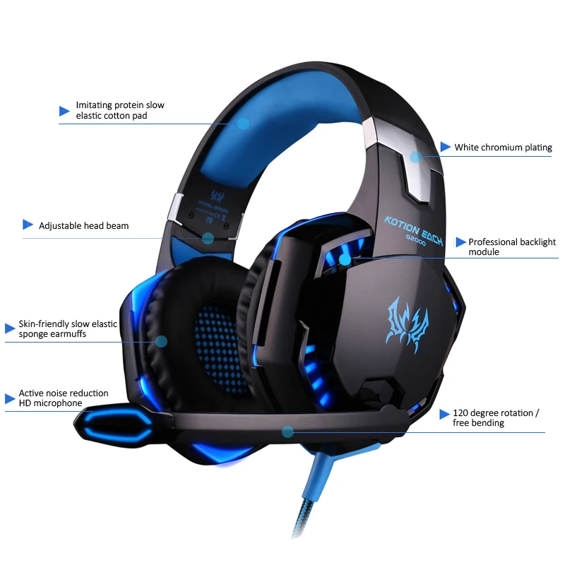 G2000 Gaming Headse Deep Bass Stereo Casquet  +Gaming Mouse Set Wired Headphone Gamer Earphone with Microphone for PS4/ PS5 /P