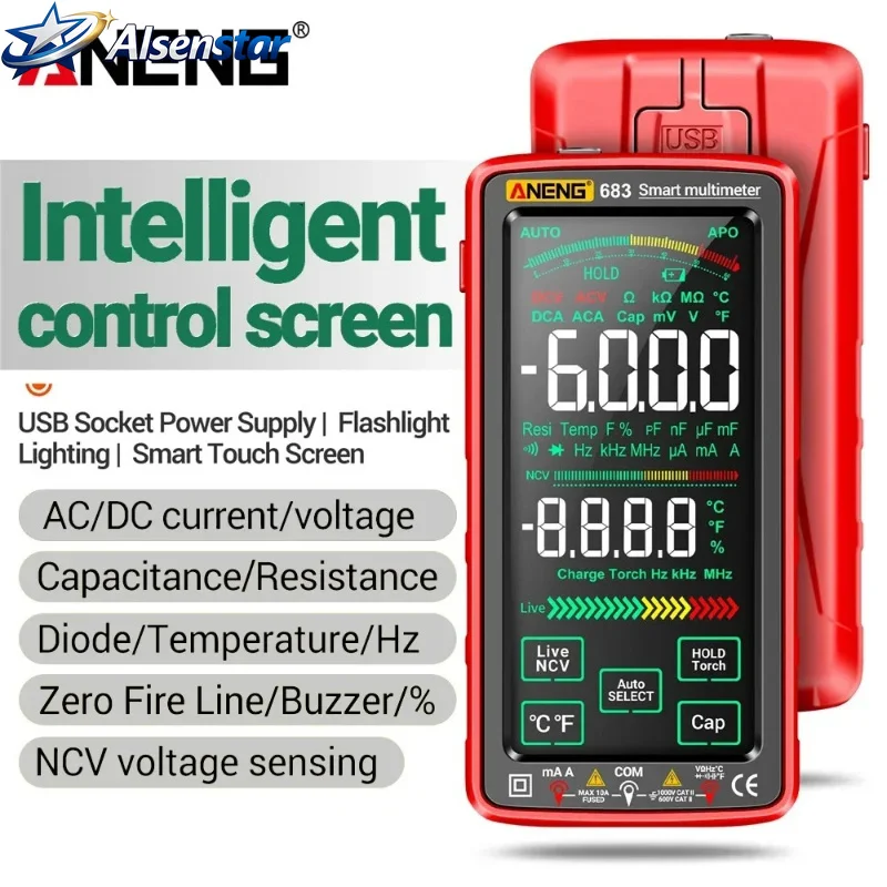 IntelligentmultimeterANENG 683 tester, high-end touch rechargeable 6000count multifunctional tester AC/DC voltageand currenttool