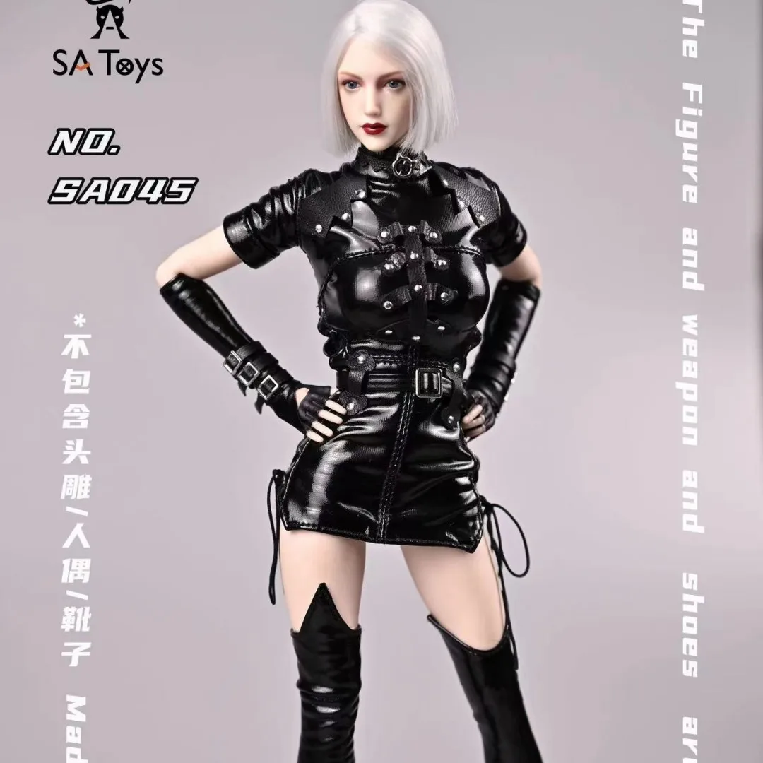 SA045 1/6 Female Solider Dress  Black Heavy Industry Riveted Locomotive One Piece Dress Clothes Model for 12 TBLeague Jiaou Doll