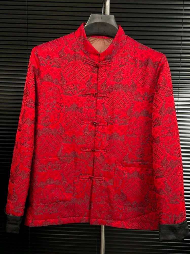 

Men's New Autumn Winter Casual Tang Suit Jaet with Button Cuffs Faionable High-End Comfortable Sli Trendy Cool