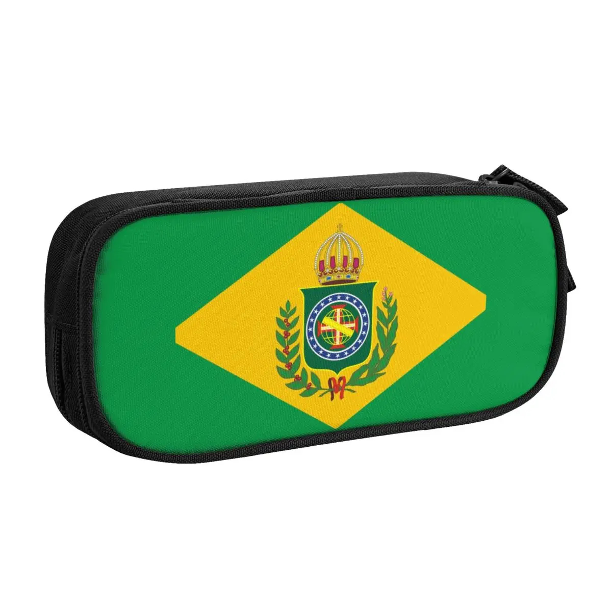 Custom Empire Of Brazil Flag Kawaii Pencil Case Boys Gilrs Large Capacity Brazilian Coat Of Arms Pencil Box Student School