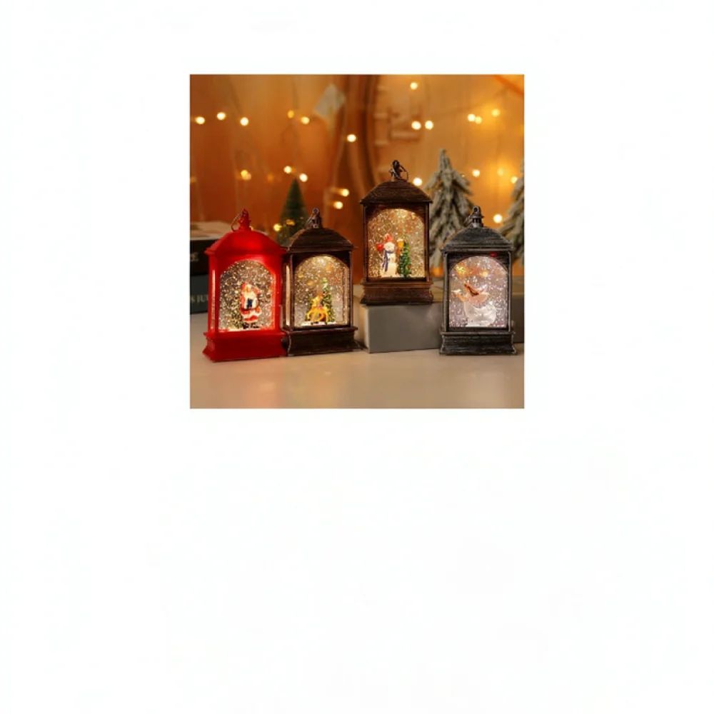 Classic Christmas Glowing Lantern Xmas Santa Claus Snowman Figurine Table Ornament Festive Interior Decor