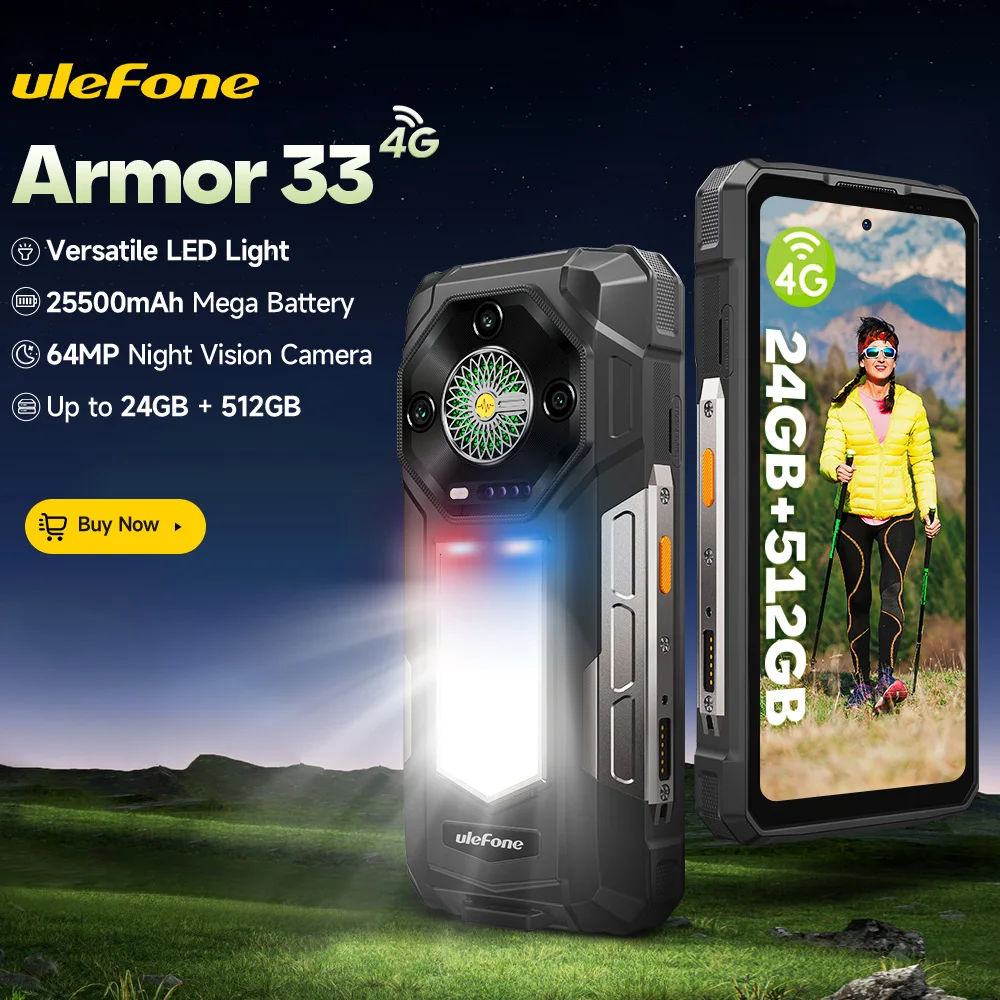 【Wereldpremière】Ulefone Armor 33 4G robuuste telefoon 25500 mAh 512 GB ROM Tot 24 GB RAM 120 Hz 6,59 inch NFC Android 15 smartphone Wereldwijde versie