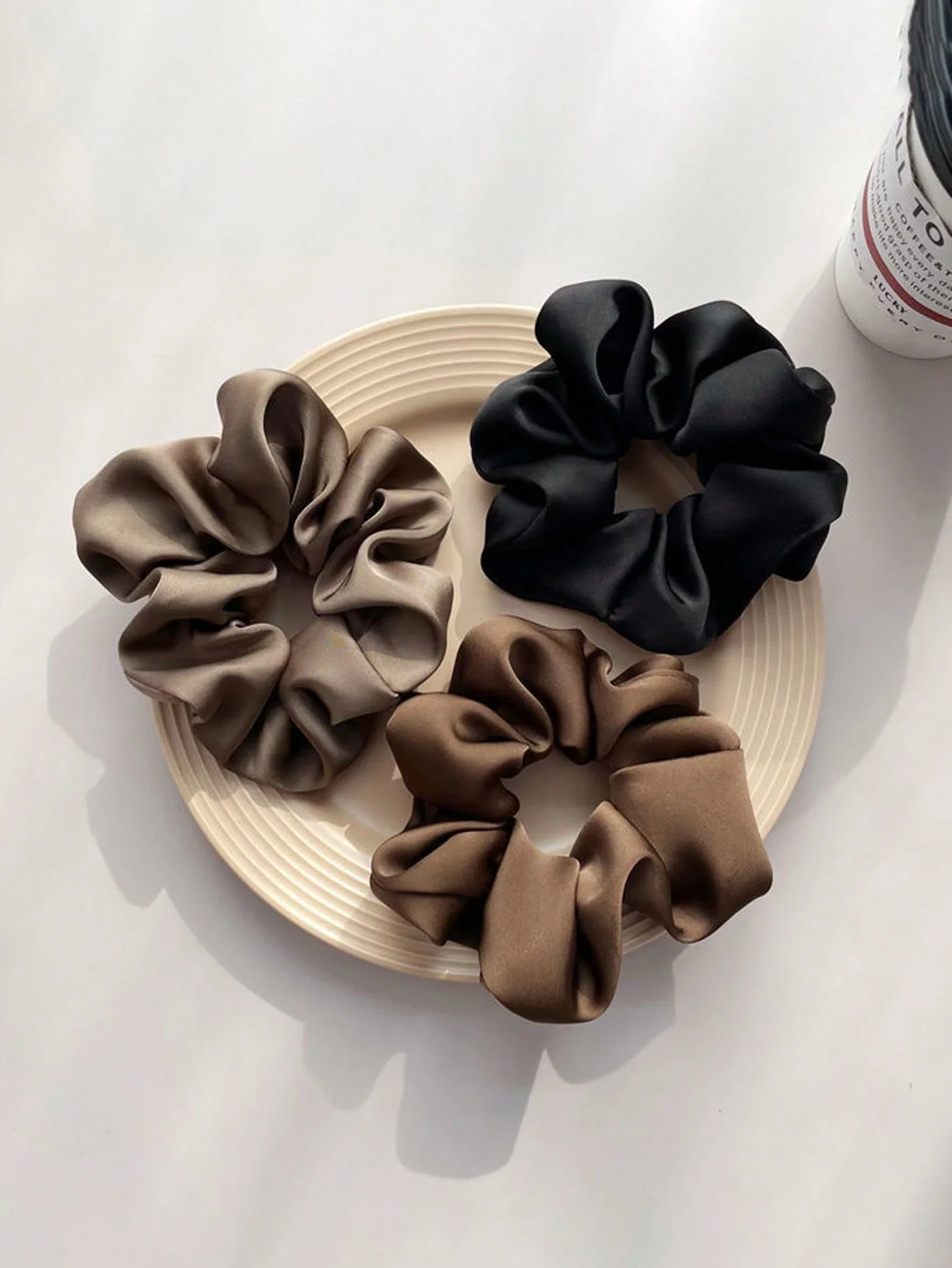 3pcs Classic Color High Grade Luminous Satin Large Intestine Hair Ring Women's Meatball Head Leather Tendon Head Rope