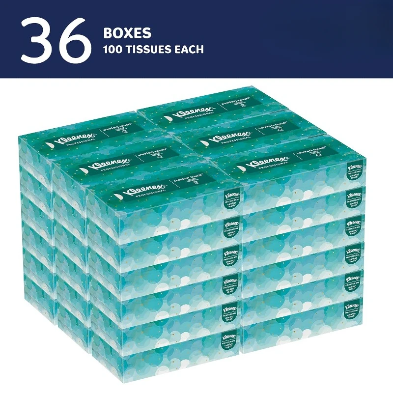 Professional Facial Tissue, Bulk (21400), 2-Ply, White, Flat Facial Tissue Boxes for Business (100 Tissues/Box, 36 Boxes/Case