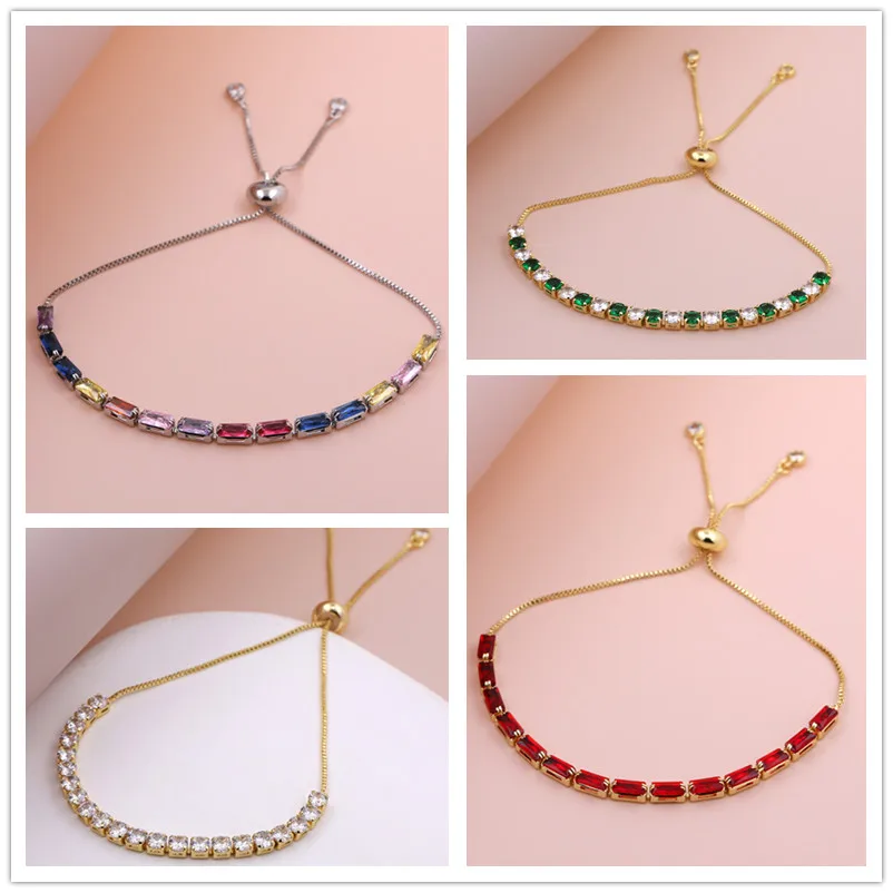 

Hot Sale Fashion Charm CZ Tennis Bracelet for Women Crystal Zircon Jewelry Adjustable Gold silver Color Chain Bracelets Gift