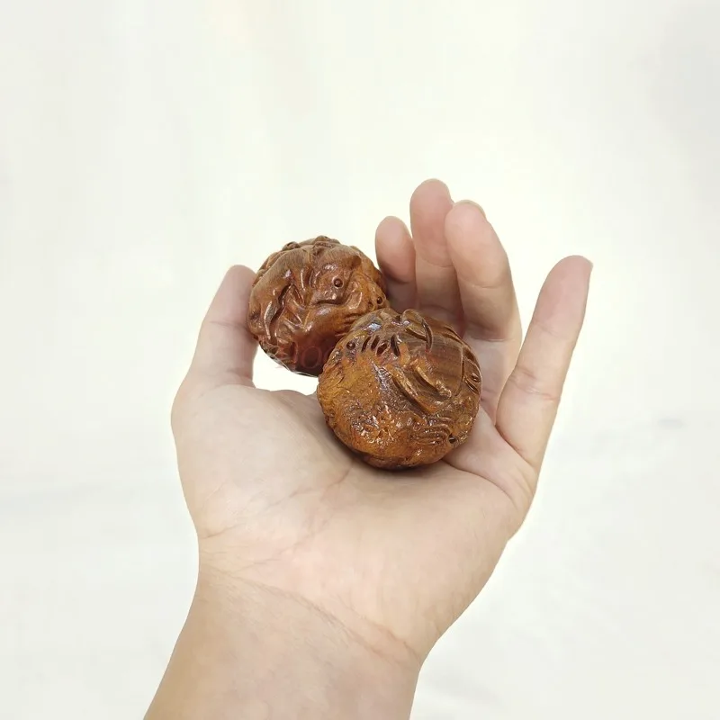 solid wood handle Huanghuali zodiac health care ball handball massage ball carving and play fitness
