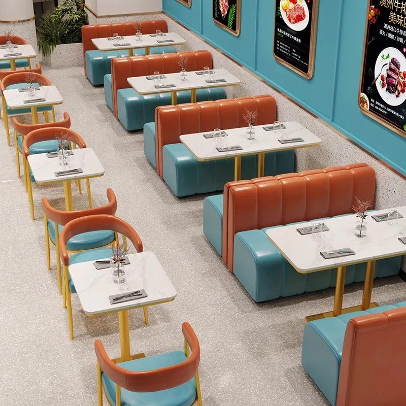 

Light Luxury Card Seat Against The Wall, Steak Restaurant, Milk Tea Hot Pot Restaurant, Dining Table And Chair Combination
