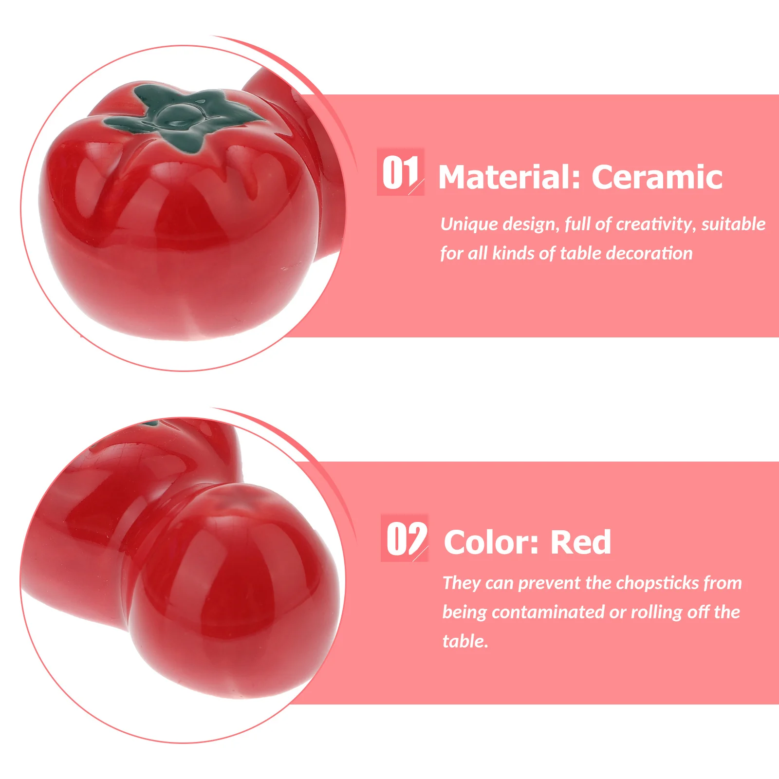 

4Pcs Tomato Shaped Chopstick Holders Ceramic Creative Design for Dining Table Decoration Red Chopstick Rest Kitchen Supply