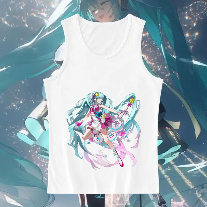 

Новинка 2023 года, женский жилет Hatsune Miku, летний многофункциональный жилет без рукавов в стиле аниме, модный повседневный универсальный домашний жилет с принтом