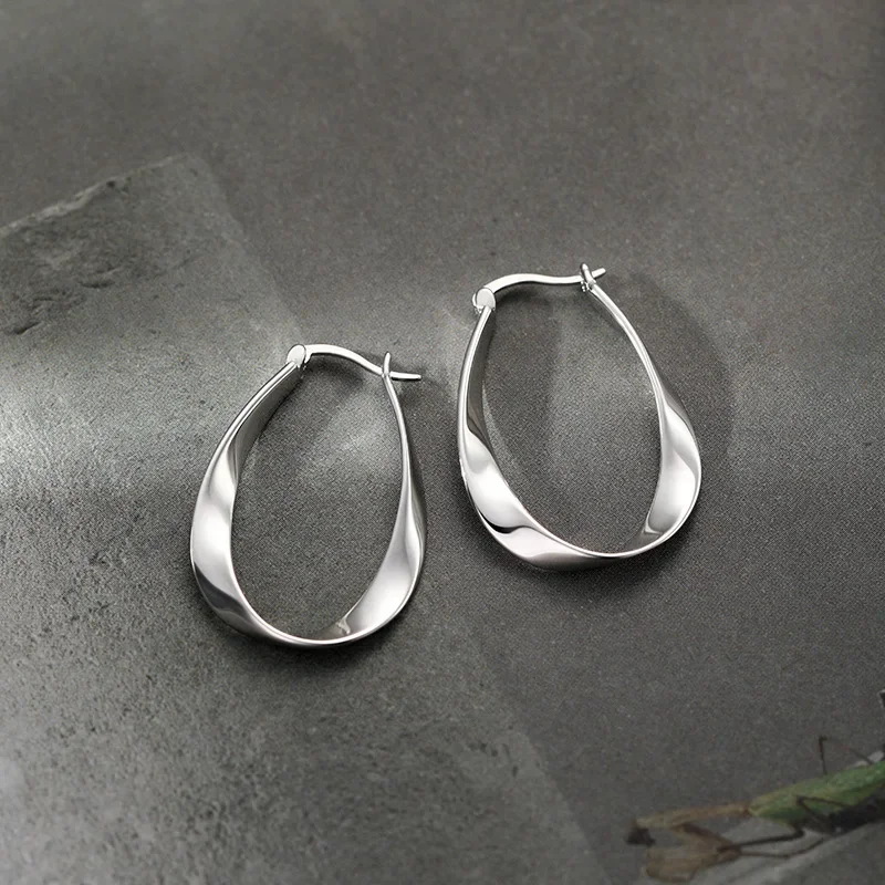 

925 Sterling Silver hoop Korean geometric Earrings Simple Temperament Exquisite Sexy Jewelry Gift