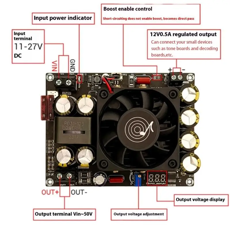 652F Lab Grade Adjustable Power Converters Module 24V 50V Output 500W Capacity Enhanceds Safety Design
