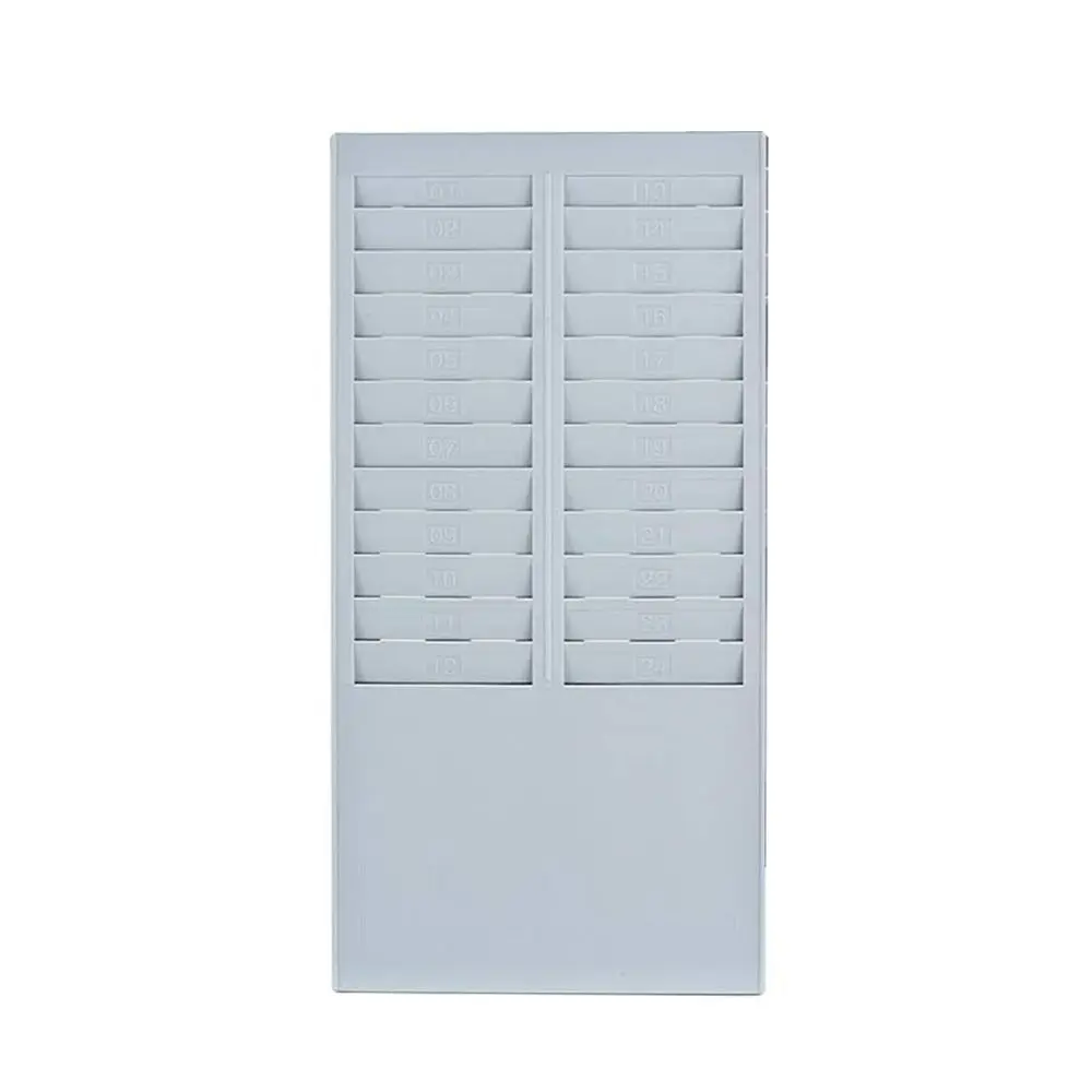 

24 Slots Time Card Rack Wall Mounted Plastic Time Card Organizer Holder Hanging Hole Double Row Attendance Recorder Employee