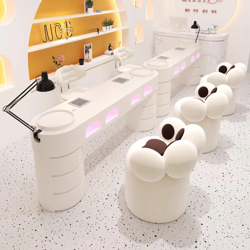 

Profesional Modern Nail Table With Dust Collector Nordic French Aesthetic Nail Desk Design Chic Table Onglerie Saloon Furniture