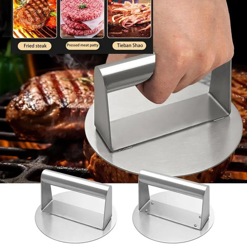 Herramienta para aplastar hamburguesas, plancha reutilizable, accesorios de plancha de alta resistencia, aplasta de carne de acero inoxidable para parrilla, barbacoa y cocinar