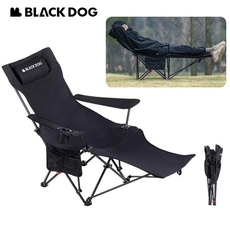 

Naturehike BLACKDOG Folding Chair Recliner with Pillow Adjustable Fishing Lounger for Camping Outdoor Beach Removable Footrest