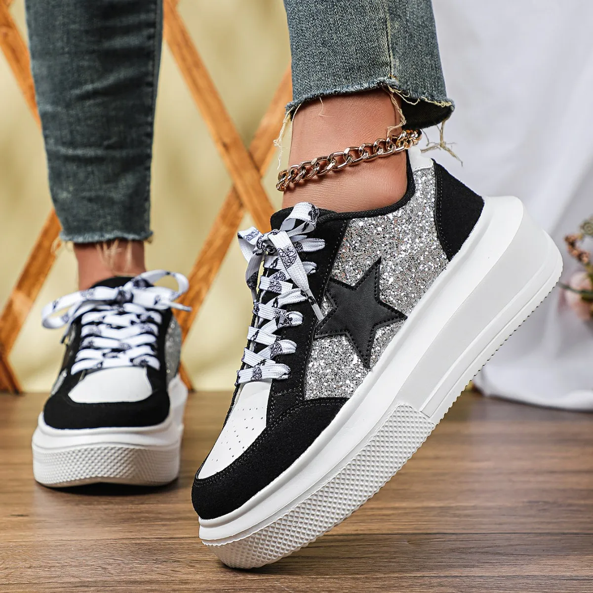 

VEAMORS Unisex White Shoes Platform Sneakers Breathable Height-increasing Board Shoes Light Trainers for Walking Traveling