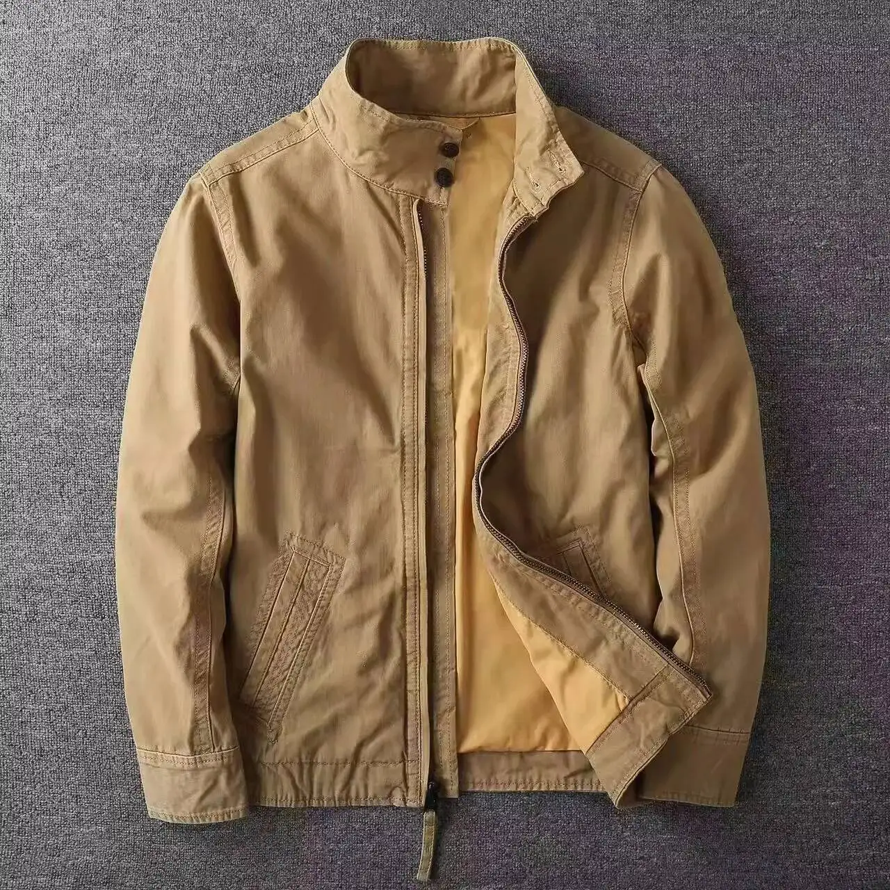 

Мужская осенняя повседневная куртка с воротником-стойкой, тяжелая весенняя верхняя одежда, хлопковое модное уличное короткое пальто