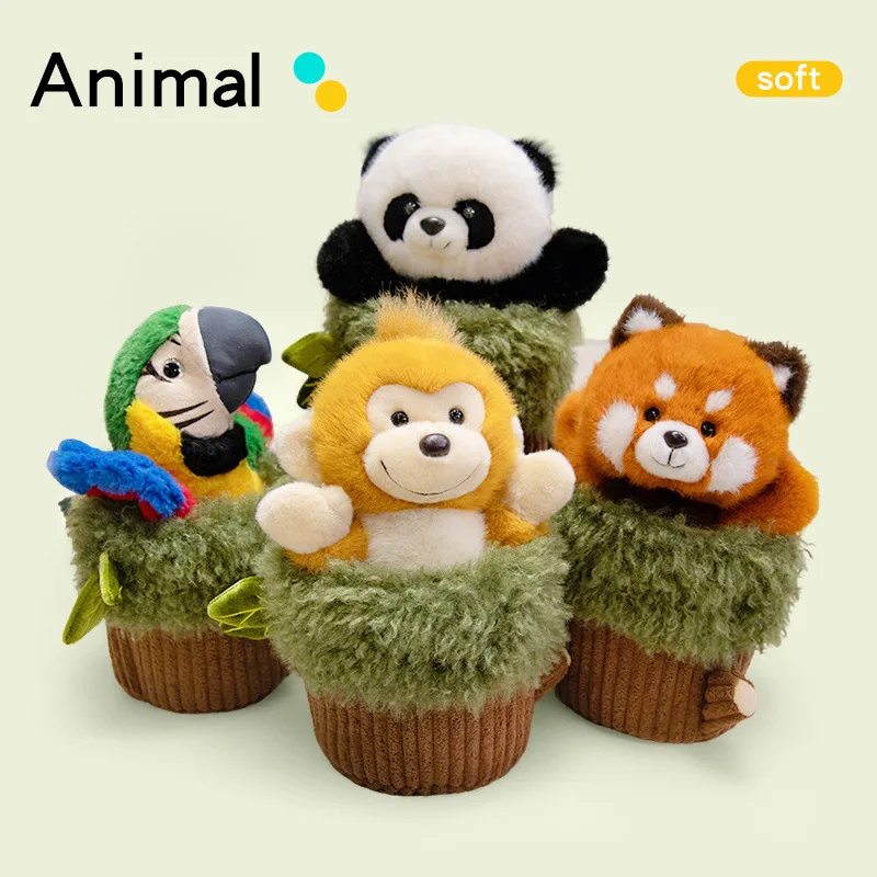 子供ぬいぐるみハンドパペットおもちゃかわいいオウムアライグマ猿パンダぬいぐるみクリエイティブ子供睡眠ストーリーテリングハンドパペットおもちゃ