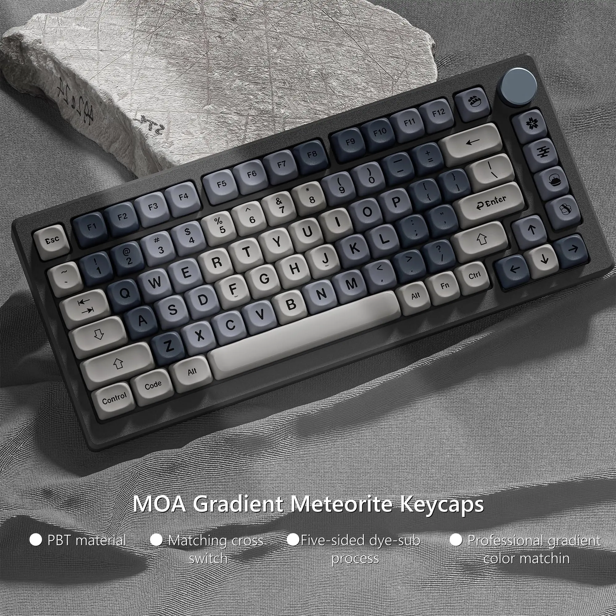 Gradient Gray MOA Profile PBT Keycaps 5 Sides Dye-Sublimation Keycaps 134 Keys for Gateron Cherry MX Switches Gaming Keyboard