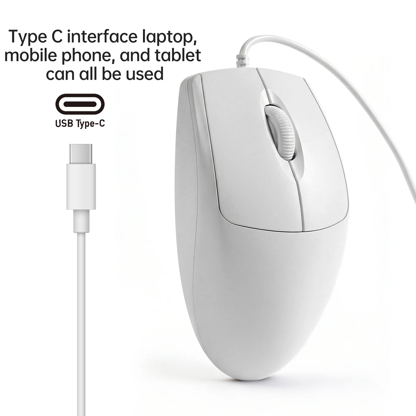 Type-C USB Wired Mouse, Silent Gaming and Office Mouse with LED Light for Mac, Laptop, USB-C Phones, and Tablets