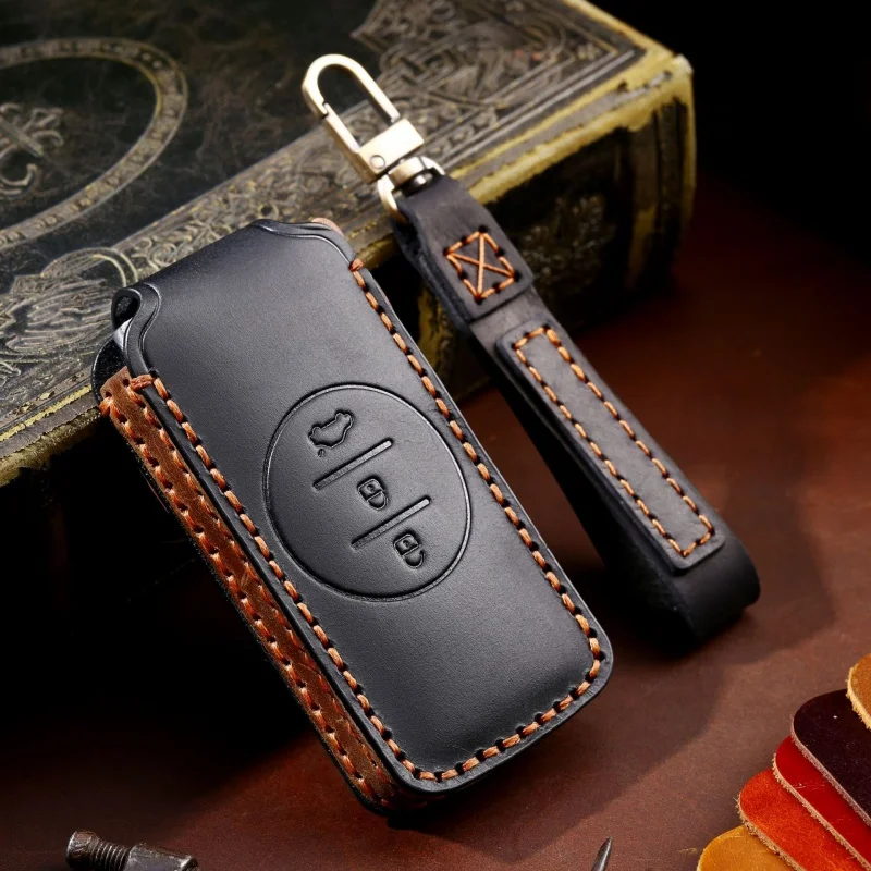 For New Leather Car Key Case Cover Fob Protector  for Chery Tiggo 8 Arrizo 5 Pro Gx 5x EQ7 Exeed 400t Txl Keychain Holder