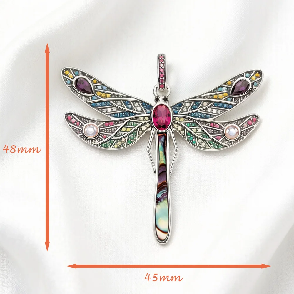 Pendant Dragonfly,Spring New Jewelry Bohemia Real 925 Sterling Silver Nature Happiness Freedom Gift For Women