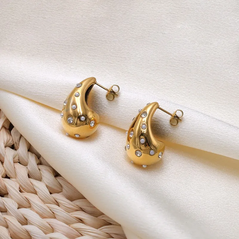 

Новые серьги-гвоздики из нержавеющей стали с покрытием из 18-каратного золота, модные универсальные серьги-капли из титановой стали для женщин