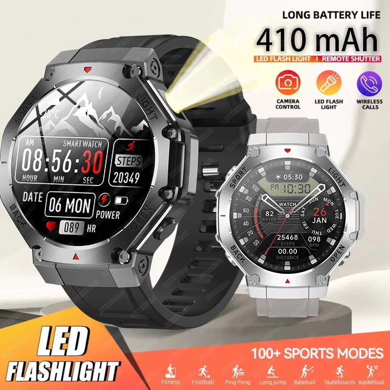 outdoor military Sport Smart Watch 3ATM Waterproof 1.53inch Men With Compass And LED Flashlight Sleep Analysis Bluetooth Call