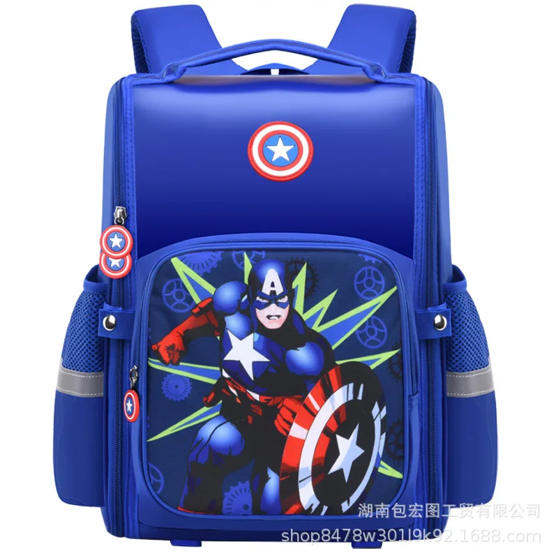 Tas sekolah dasar anak laki-laki, tas punggung satu dalam satu karakter kartun Avengers Disney, tas sekolah dasar baru, kapten Amerika